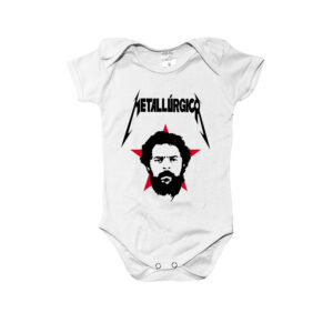 Body Lula metalúrgico estilo Metallica, presidente Lula em estampa política alternativa