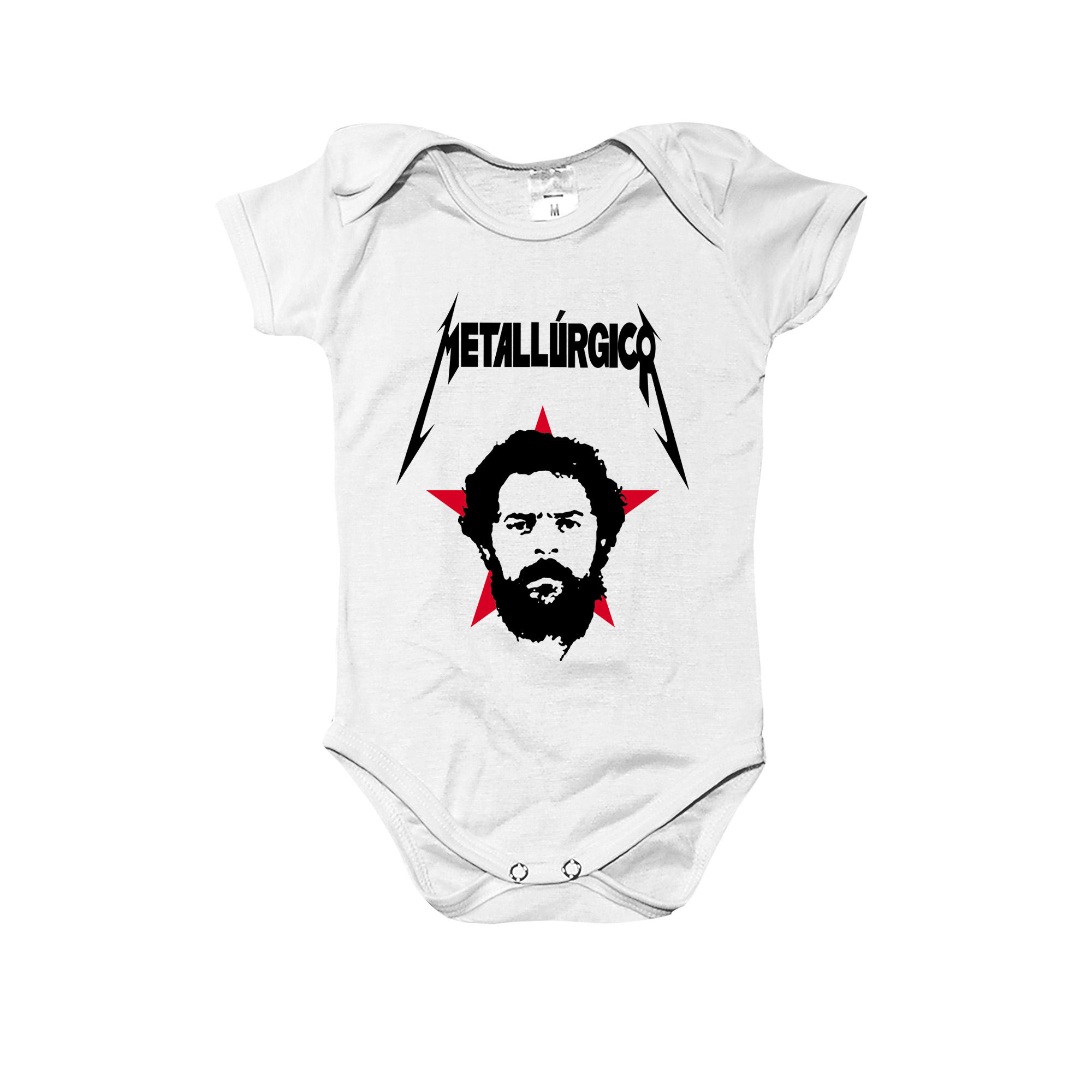 Body Lula metalúrgico estilo Metallica, presidente Lula em estampa política alternativa