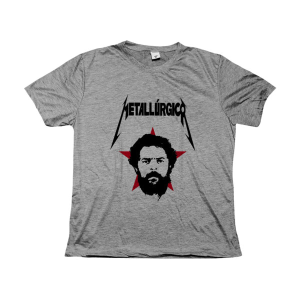 Camiseta Lula metalúrgico estilo Metallica, presidente Lula em estampa política alternativa