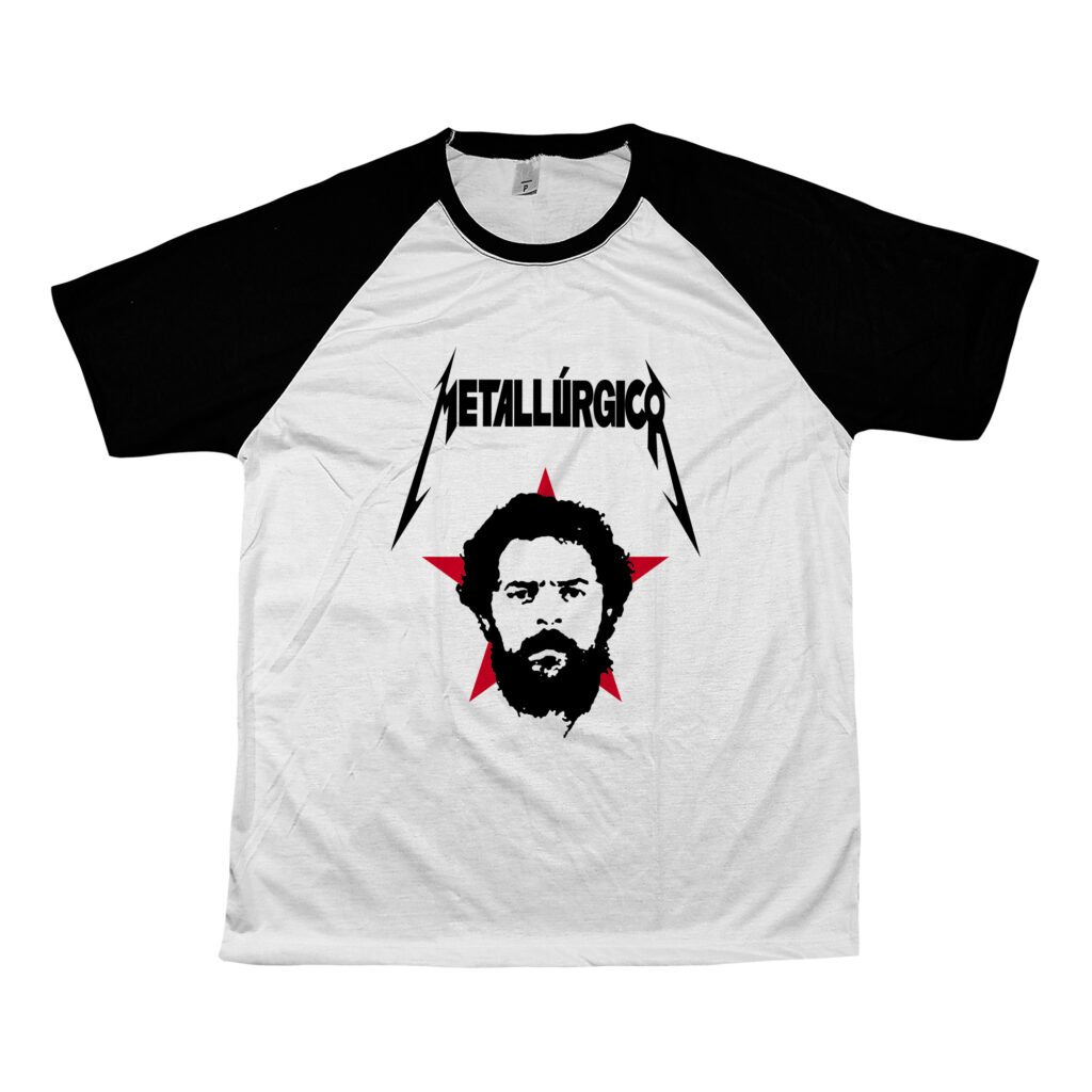 Camiseta Lula metalúrgico estilo Metallica, presidente Lula em estampa política alternativa