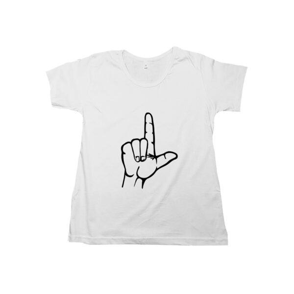 Camiseta do Lula com a mão em L em algodão fio penteado.