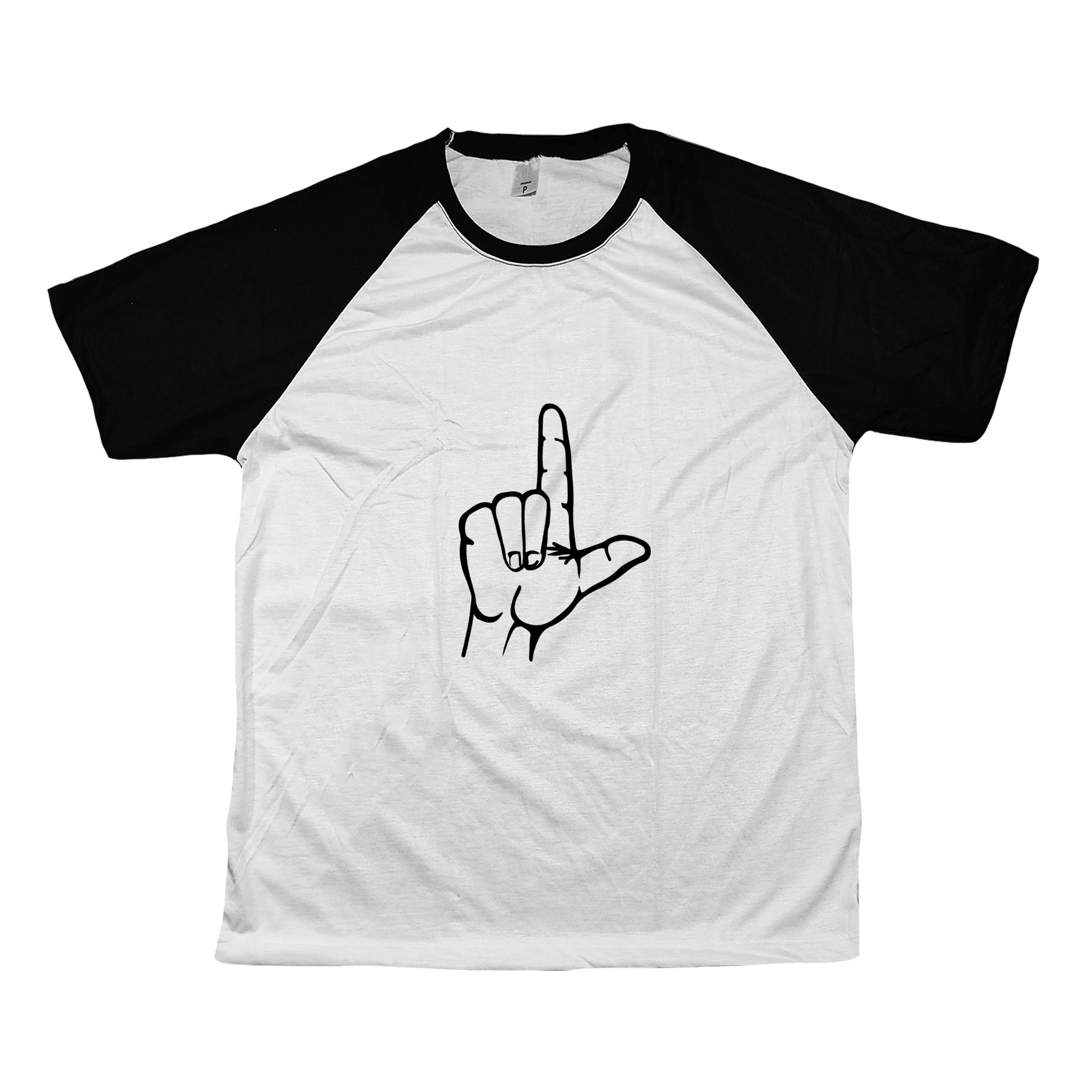 Camiseta do Lula com a mão em L – estampa simbólica em poliéster.