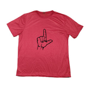 Camiseta do Lula com a mão em L – estampa simbólica em poliéster.