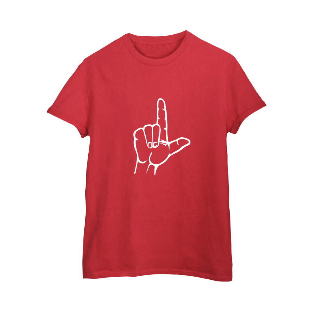 Camiseta do Lula com a mão em L em algodão fio penteado.