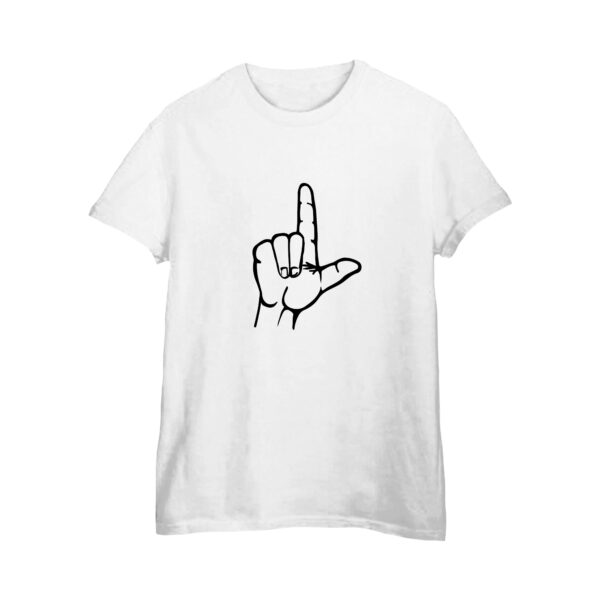 Camiseta do Lula com a mão em L em algodão fio penteado.