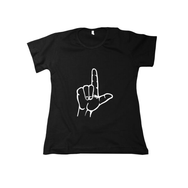 Camiseta do Lula com a mão em L em algodão fio penteado.