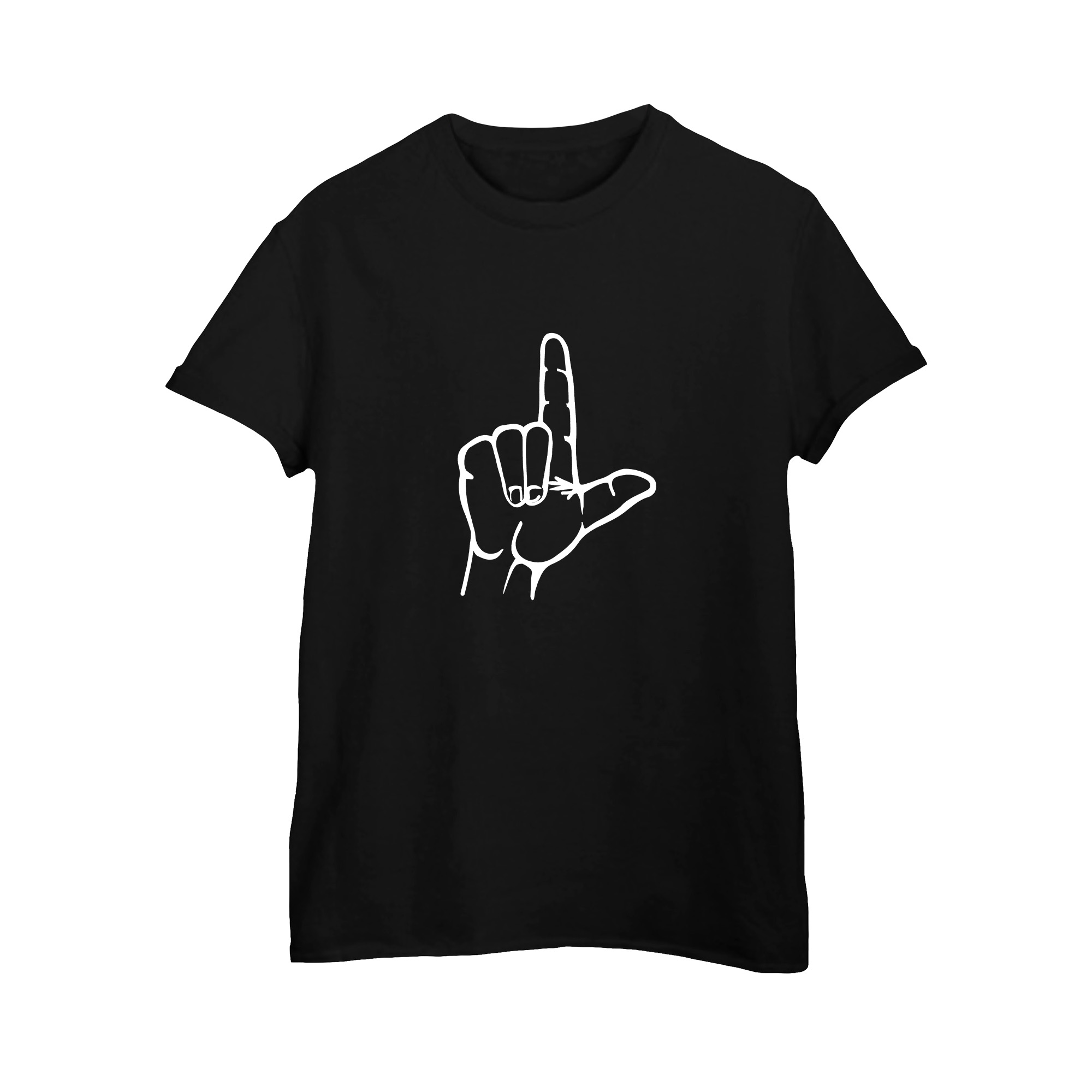 Camiseta do Lula com a mão em L em algodão fio penteado.