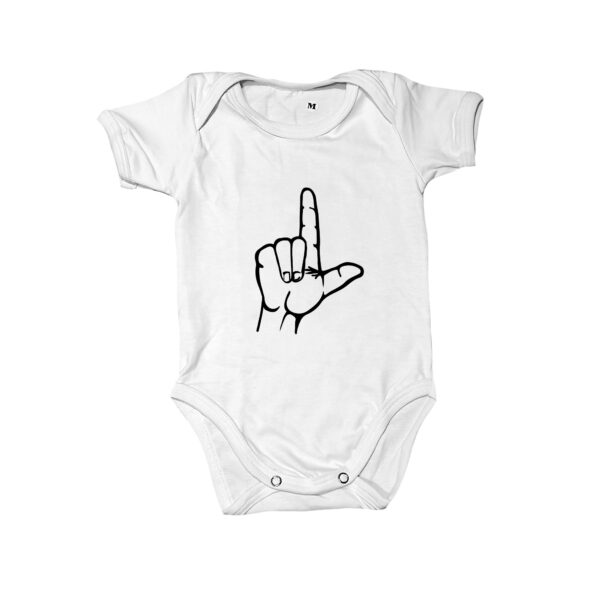 Body do Lula com a mão em L em algodão fio penteado.