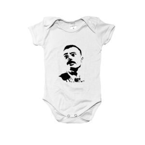 Body e Camiseta Infantil Carlos Marighella – estampa revolução e resistência em stencil preto.