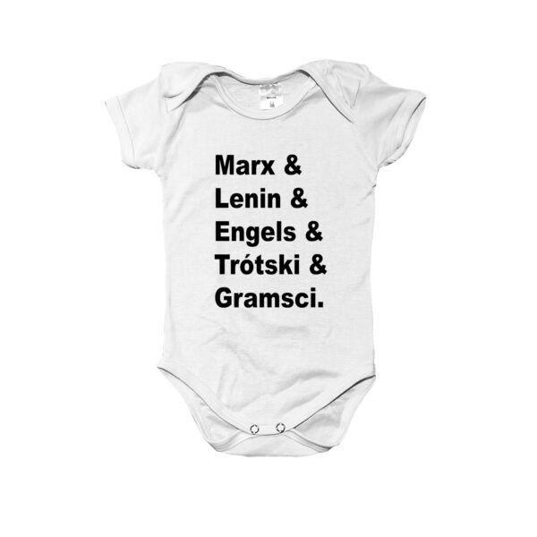Body infantil político Marx Lenin Engels Trótski Gramsci – estampa revolucionária.