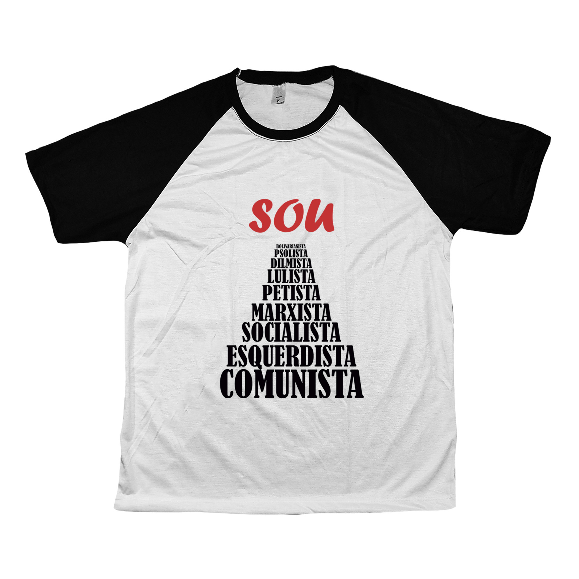 Camiseta Sou Comunista com estampa de luta em pirâmide política.