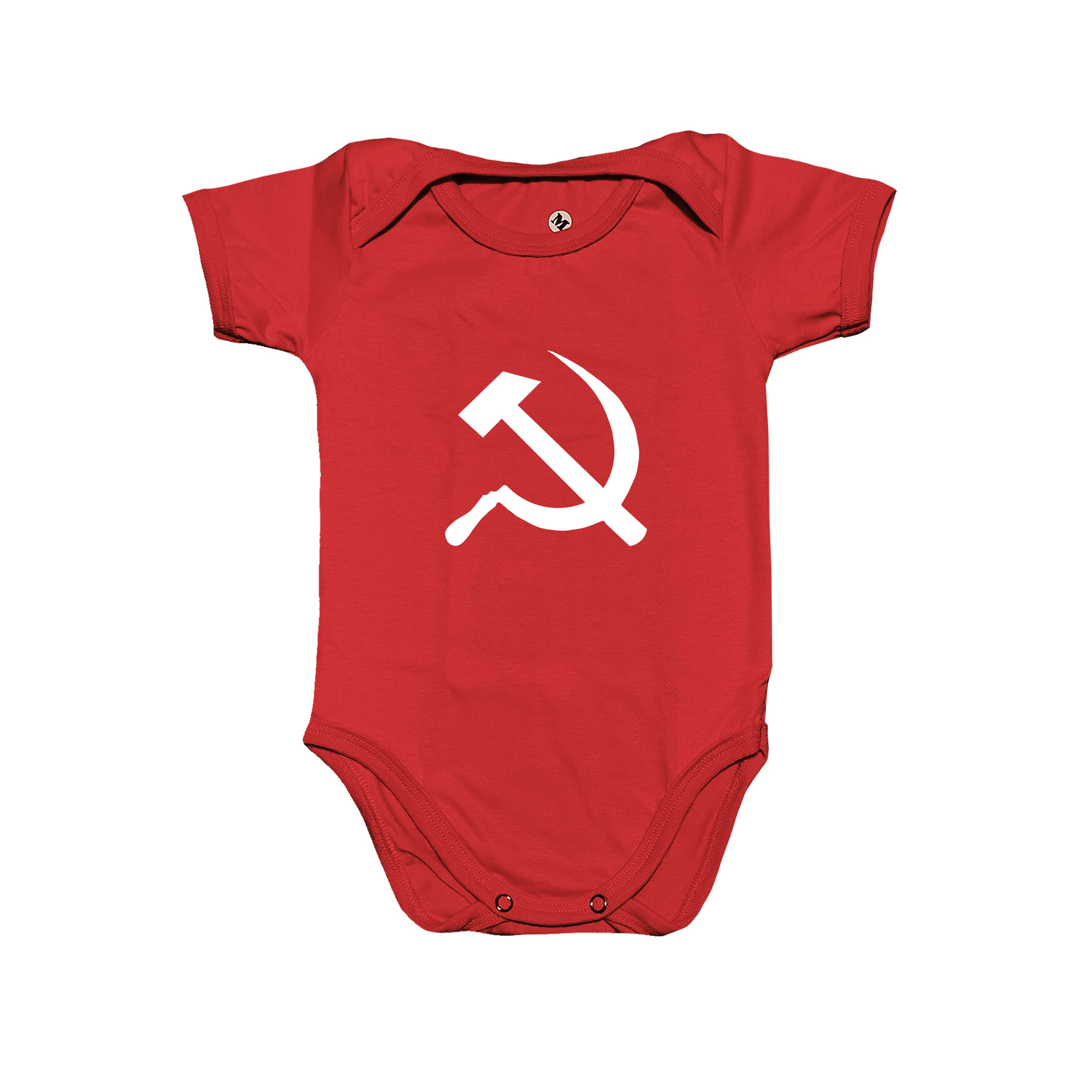 Body de algodão símbolo do comunismo com estampa foice e martelo.