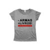 Camiseta Armas e Livros com estampa política em poliéster.