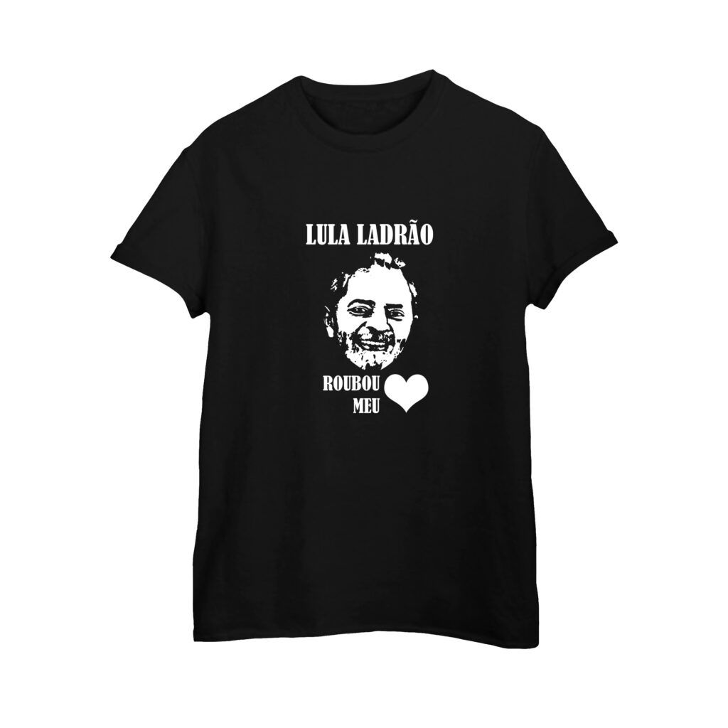 Camiseta Algodão Lula Roubou Meu Coração – estampa política divertida.