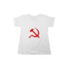 Camiseta de algodão símbolo do comunismo com estampa foice e martelo.