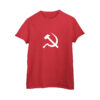 Camiseta de algodão símbolo do comunismo com estampa foice e martelo.
