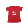 Camiseta de algodão símbolo do comunismo com estampa foice e martelo.