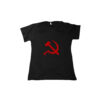 Camiseta de algodão símbolo do comunismo com estampa foice e martelo.