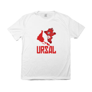 Camiseta URSAL com estampa satírica de meme político.