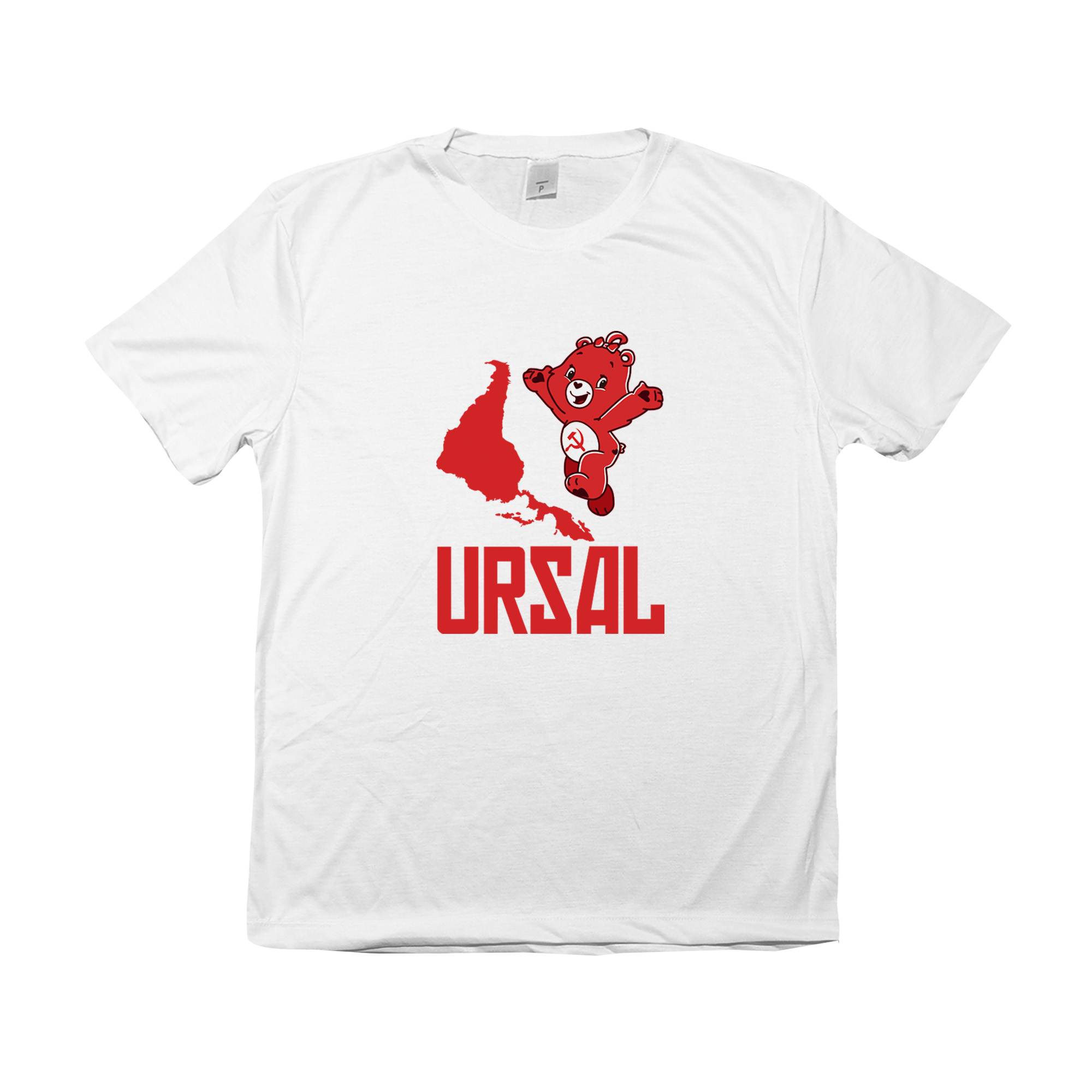 Camiseta URSAL com estampa satírica de meme político.