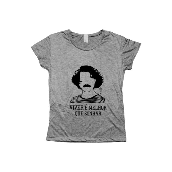 Camiseta Viver é Melhor que Sonhar com estampa inspirada em Belchior.