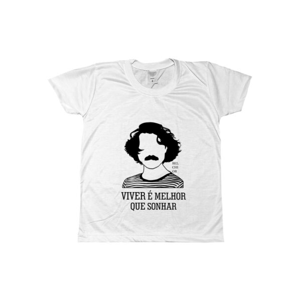 Camiseta Viver é Melhor que Sonhar com estampa inspirada em Belchior.