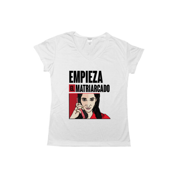 Camiseta Empieza el Matriarcado – estampa feminista em estilo pop Nairóbi, personagem de La Casa de Papel.
