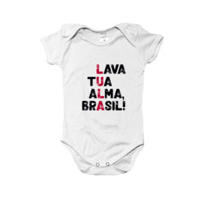Body infantil Lula lava tua alma Brasil com frase política estilizada.