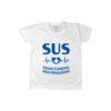 Camiseta SUS – Saúde é Direito, Não Privilégio! com estampa azul e símbolo do sistema público de saúde brasileiro.