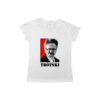 Camiseta de poliéster com estampa de Trótski em arte revolucionária minimalista.
