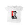 Camiseta de poliéster com estampa de Trótski em arte revolucionária minimalista.