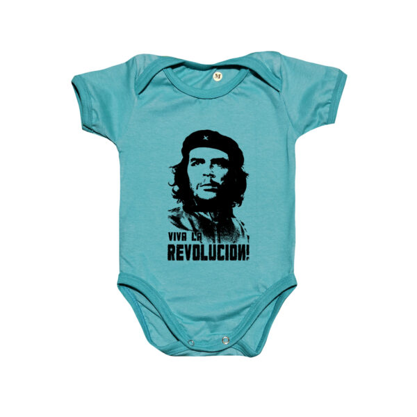 Body Che Guevara Viva la Revolución – estampa infantil inspirada em ideais de liberdade e resistência.