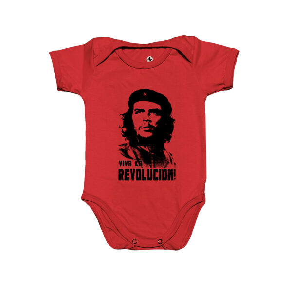 Body Che Guevara Viva la Revolución – estampa infantil inspirada em ideais de liberdade e resistência.