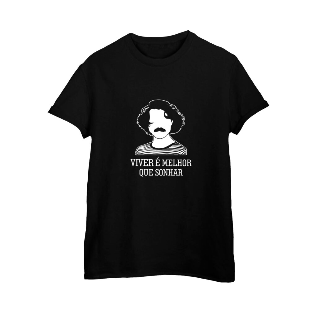 Camiseta Viver é Melhor que Sonhar com estampa inspirada em Belchior.