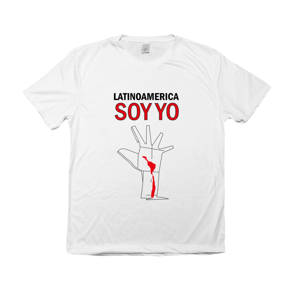 Camiseta Latinoamérica Soy Yo com arte simbólica da união e força da América Latina.