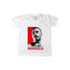 Camiseta Marighella com estampa em destaque e fundo vermelho representando resistência e luta.