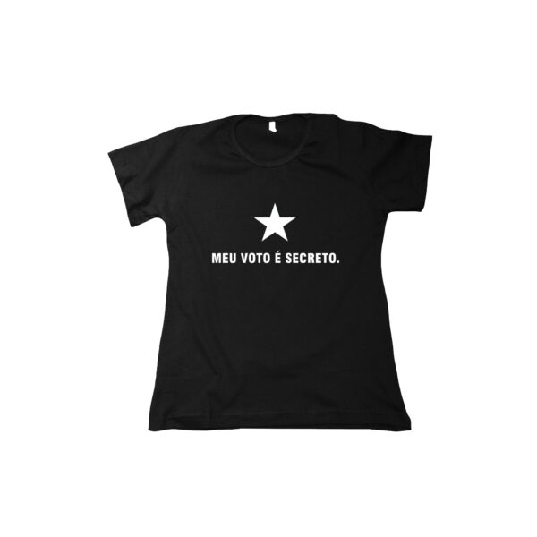 Camiseta de algodão Meu Voto é Secreto com estampa minimalista e estrela central.