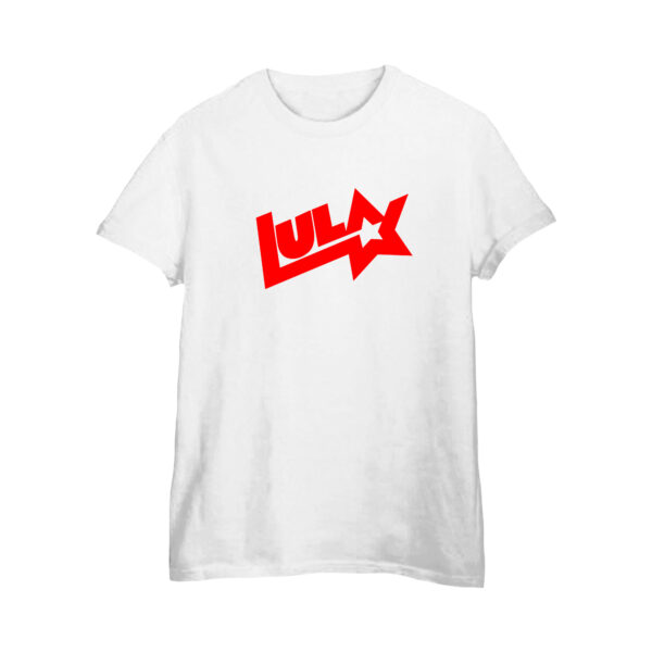 Camiseta Lula logo antigo em algodão premium com estampa do logotipo clássico e estrela.