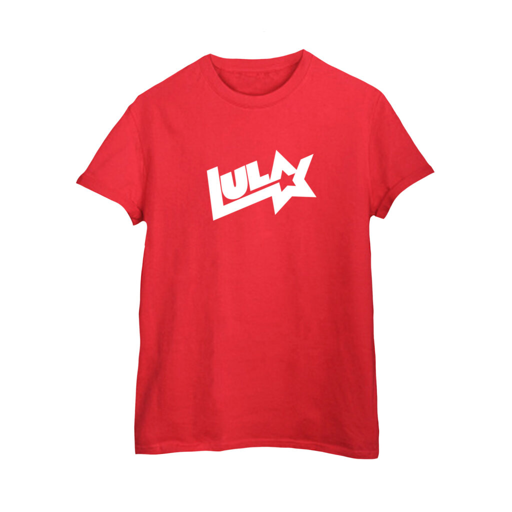 Camiseta Lula logo antigo em algodão premium com estampa do logotipo clássico e estrela.