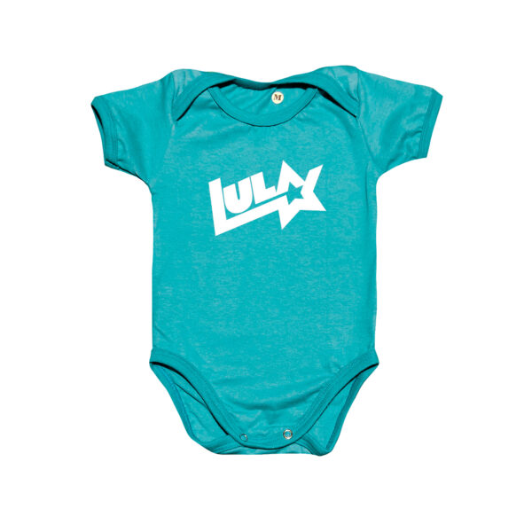 Body Infantil Lula logo antigo em algodão penteado com estampa do logotipo clássico e estrela.