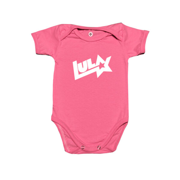 Body Infantil Lula logo antigo em algodão penteado com estampa do logotipo clássico e estrela.