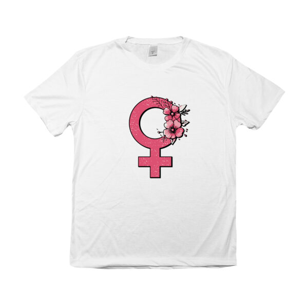 Camiseta Feminismo com Flores – Símbolo Feminino Camiseta Feminismo com Flores – símbolo feminino com flores, estampa representando força e delicadeza.