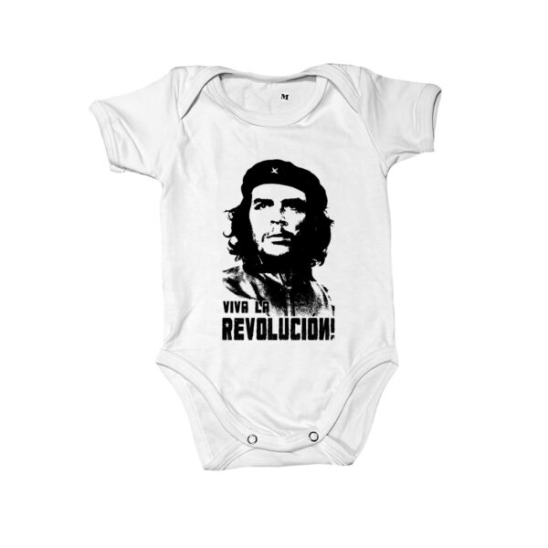 Body Che Guevara Viva la Revolución – estampa infantil inspirada em ideais de liberdade e resistência.