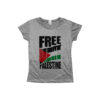 Camiseta Free Palestine – estampa com bandeira estilizada e mensagem de liberdade para o povo palestino.