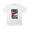 Camiseta Free Palestine – estampa com bandeira estilizada e mensagem de liberdade para o povo palestino.