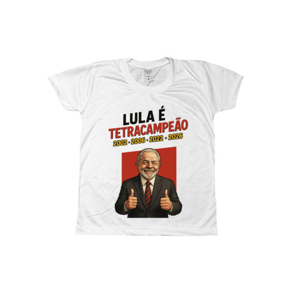 camiseta lula tetracampeão com estampa política