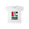 camiseta Palestina Livre – Liberdade para o Povo com estampa da bandeira e punho erguido.