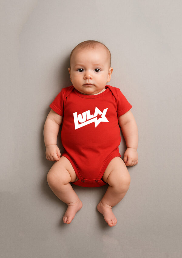 Body Infantil Presidente Lula Logo Antigo Estrela Esquerda Algodão