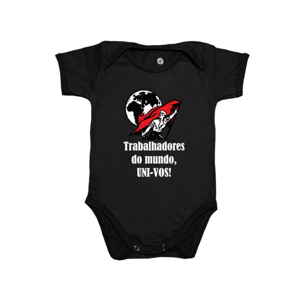 trabalhadores do mundo uni-vos preto Body Infantil Trabalhadores Do Mundo Uni-vos Algodão