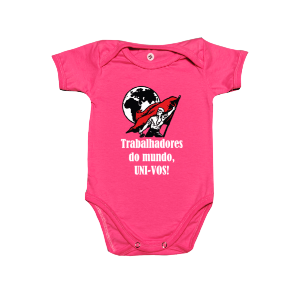 trabalhadores do mundo uni-vos rosa escuro Body Infantil Trabalhadores Do Mundo Uni-vos Algodão
